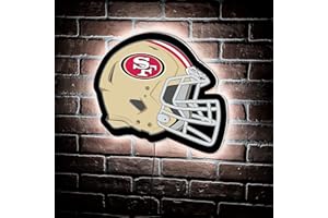 Team Sports America Evergreen NFL San Francisco 49ers Ultra-Thin LED Light Wall Sign Decor | Full Size Replica Helmet | 19.5 x 15 Inches | Made in the USA