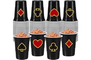 Ziliny 48 Pcs Casino Party Cups 16 oz Casino Theme Party Decorations Plastic Disposable Poker Las Vegas Cup Hot Cold Drink for Birthday Wedding Decorations(Poker Night)