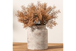 DOBBYBY Ceramic Flower Vase 6.5 inch Farmhouse Rustic Vase for Home Decor Handcrafted Pottery Vase Small Terracotta Vases for Dining Table Decor Fireplace Living Room Bathroom Wedding Centerpiece(M-Terra)