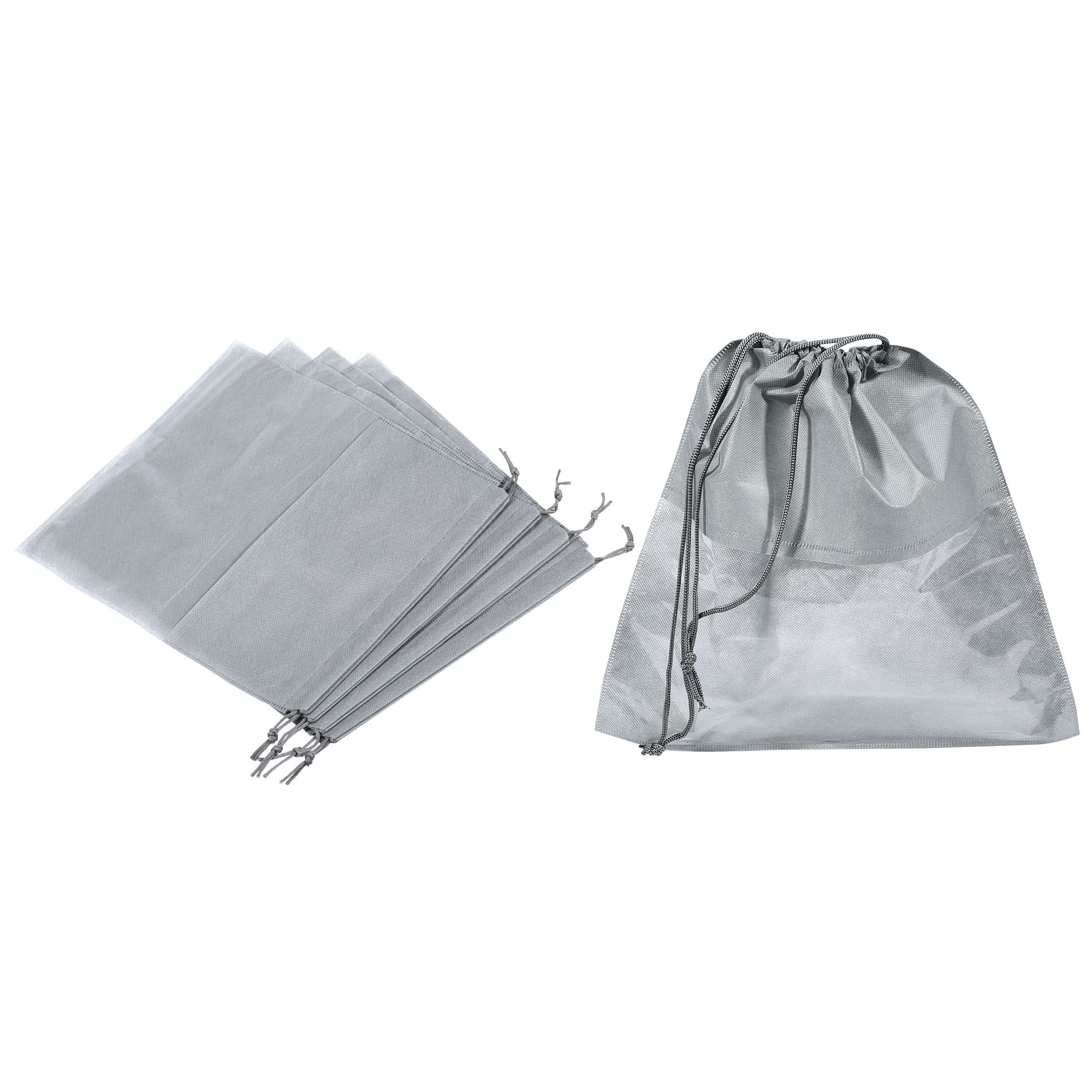 PATIKIL 15.7 Inch Non-Woven Fabric Handbag Dust Cover, 5 Pack Dustproof Storage Organizer Drawstring Bag for Handbags Purses, Gray