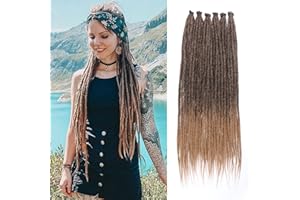 Leeven Thin 24 Inch Dreadlock Extensions 20 Strands Single Ended Ombre Honey Blonde Dreads Reggae Crochet Braiding Hair 0.6 cm Width Soft Synthetic Loc Extensions for Women Men #T27
