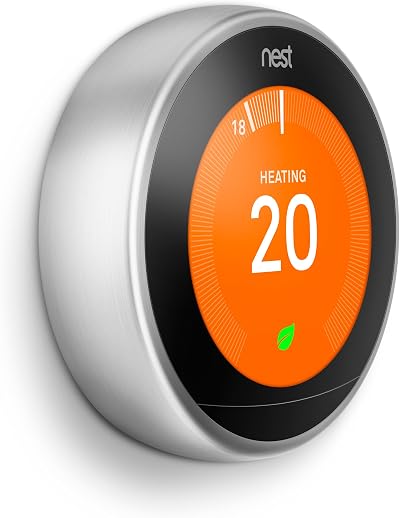 Google Nest Learning Thermostat 3rd Gen Stainless Steel Smart Thermostat