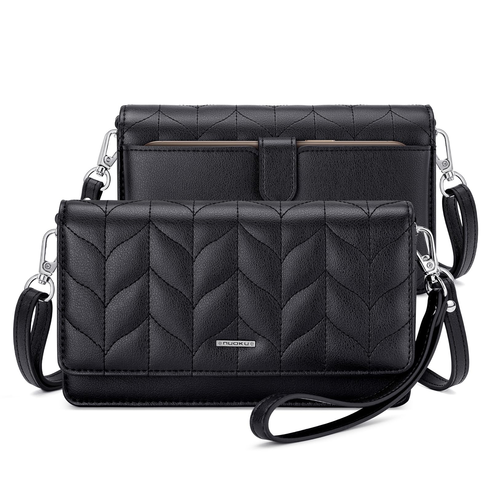 nuoku Women Small Crossbody Bag Cellphone Purse Wallet with RFID Card Slots 2 Strap Wristlet(Max 6.5'') …