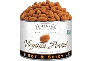 FERIDIES Super Extra Large Hot and Spicy Virginia Peanuts, 18oz CAN