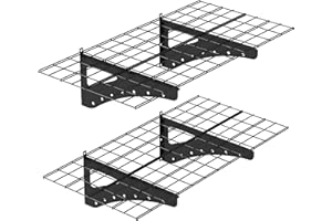 Notmise Garage Wall Shelving, 2-Pack 48x24 Inch, 4x2 Feet, Black Metal Mesh Shelf, Heavy Duty Industrial Grade Storage Shelf,Storage Room, Garage Shelving Wall Mounted