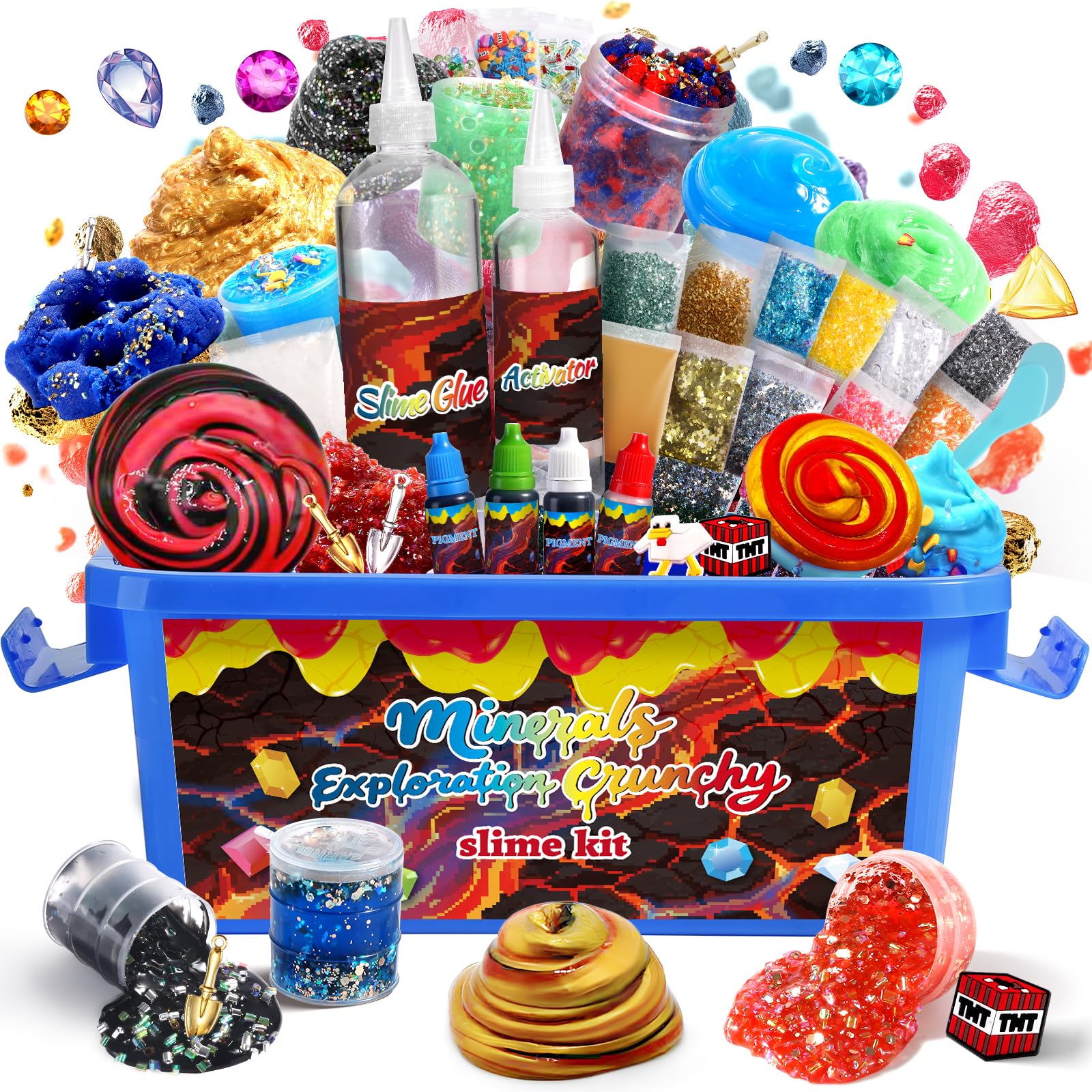 UIVIEHIR Science Exploring Slime Kit for Kids, Crunchy Slime, Stress Relief, Minerals DIY Toy, Party Favors for Girl Boys 6 7 8 9 10 11 12