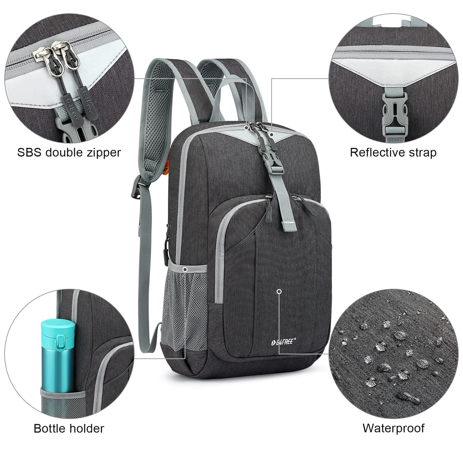 G4Free Mini 10L Hiking Daypack Small Hiking Backpack Cycling Compact Shoulder Backpack Outdoor for Men Women(Dark Grey)