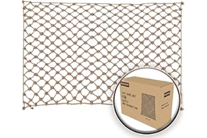 Jute Hemp Rope Nets for Safety and Decoration: Indoor & Outdoor Use, Kids' Climbing, and Versatile Protection (6ft x 12ft)