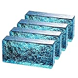 4 Pack-7.9"x3.9"x2" Turquoise Glass Block-ice