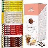 Korean Instant Coffee Mix Variety 20 Sticks (4 Types) Maxim Instant Single Serve Mocha White Arabica Original Flavors (5 Sticks Each)