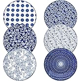 Cerkik Ceramic Dinner Plates Set - 10.5 Inch / 27 cm Large Porcelain Salad Serving Plate for Pasta Steak Pancakes Pizza - Scr