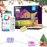 POOFZY Permanent Outdoor Lights for House,200ft RGB+IC Smart Outdoor Decor, 50 Scene Modes,App/Remote Control,IP67 Waterproof