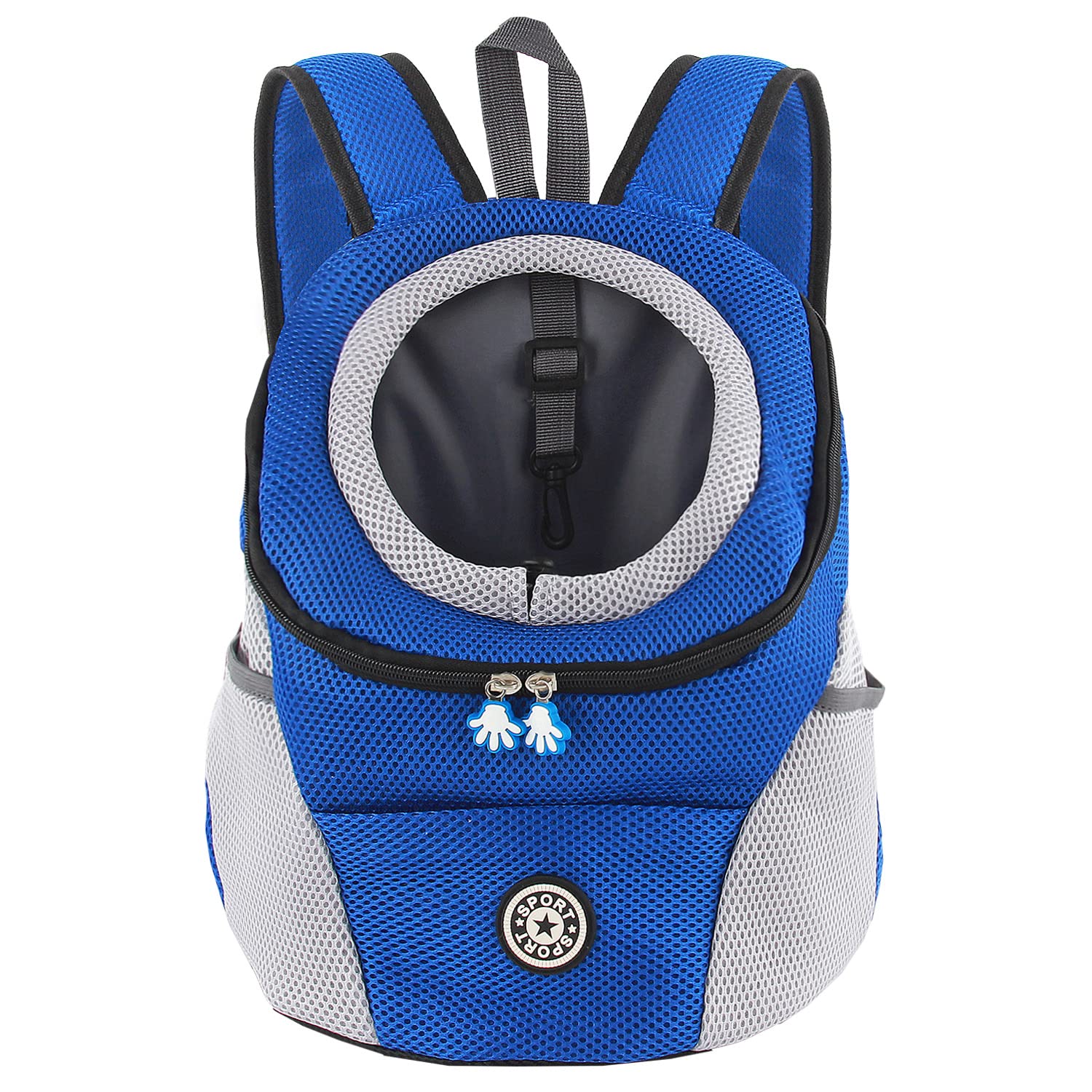 M MUNCASO Dog Carrier Backpack Small Pet Travel Bag Puppy Pet Front Pack with Breathable Head-Out Design and Waterproof Bottom Airline Approved for Outdoor Hiking Travel (L,Blue)