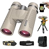 8x42 HD Binoculars for Adults High Powered with Phone Adapter and Tripod, Super Bright BAK4 Prism Waterproof Binoculars for Bird Watching Hunting Hiking Safari Travel Sports