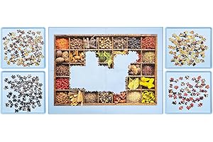 JOYULTRA 1000 Pieces Jigsaw Puzzle Board with 4 Drawers, Portable Puzzle Table for Adults, 30×23 Inch Work Surface, 2.2 KG Lightweight, Light Blue