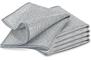 YinQin 5 PCS Double Layer Stainless Steel Scrubber Wire Dishwashing Cloth Non Scratch Stainless Steel Mesh Dish Cleaning Clot