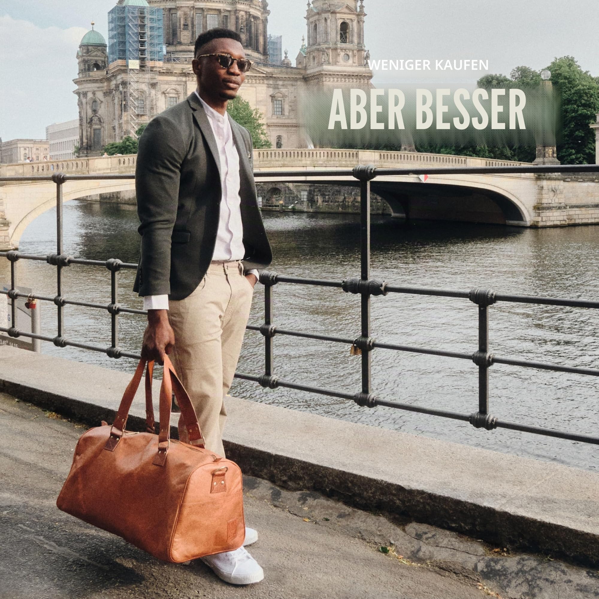 Berliner Bags Vintage Weekender Oslo, wasserdichte Reisetasche aus Leder, Duffel Bag, Sporttasche, Groß 50L, für Herren und Damen - Braun 9