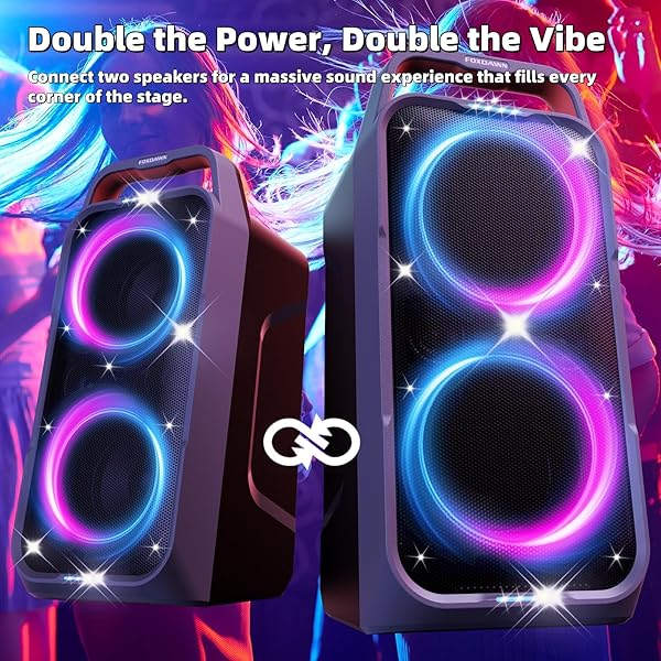 FOXDAWN PORTABLE BLUETOOTH SPEAKER: 240W PEAK POWERFUL LOUD SOUND DEEP BASS WIRELESS BOOMBOX LARGE SUBWOOFER 15 HOURS BATTERY LIFE FAST CHARGING WITH LED LIGHT SHOW FOR PARTY OUTDOOR CAMPING BACKYARD