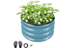 ZXZYHFTY Round Galvanized Raised Garden Bed kit, Outdoor Garden Raised Planter Box, Round Large Metal Raised Garden Beds for Vegetable Blue(2 * 2 * 1ft 1Pack)