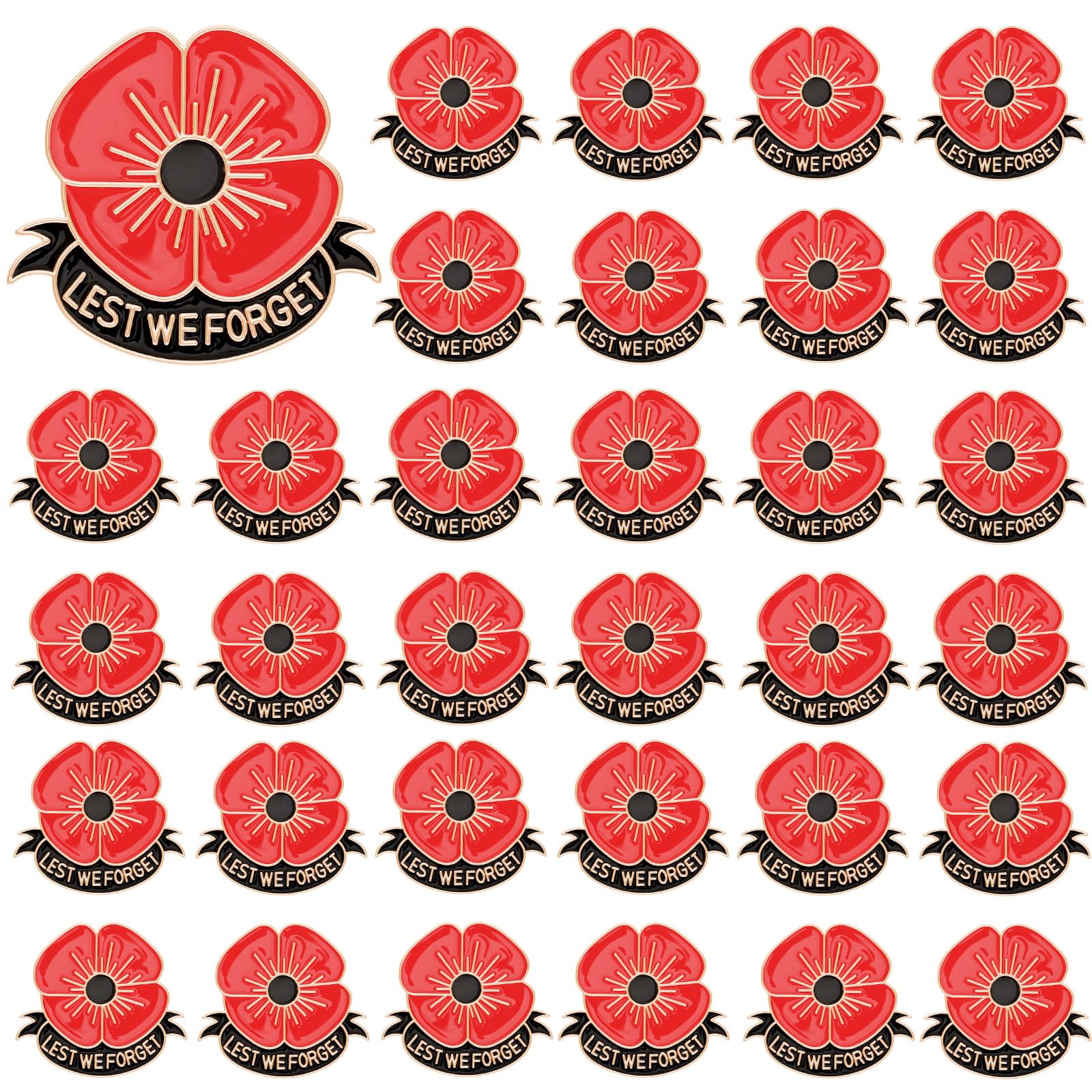 SANNIX 60Pcs Poppy Pins, Poppy Flower Brooch Pins