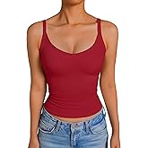 GKBK Tank Tops for Women Spaghetti Strap Ribbed Camisole Tops 2026 Slim Fitted V-Neck Soft Basic Layering Shirts Red XL