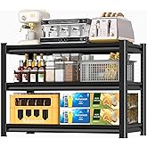 Huhaneon Heavy Duty Garage Shelves Metal - 40''W 1,500 Lbs Steel Adjustable Storage Industrial Utility Shelving Rack Units 40" W x 16" D x 39" H 3 Tier Black