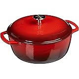 Amazon Basics Enameled Cast Iron Covered Dutch Oven, 4.3-Quart, Red