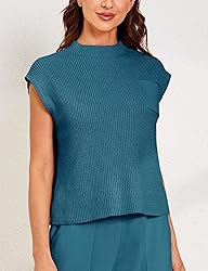 Himosyber Women's Solid Sleeveless Vest Mock Neck