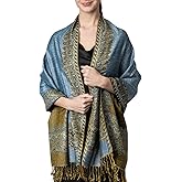 Achillea Elegant Reversible Paisley Border Pashmina Shawl Wrap Scarf