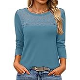 ANRABESS Women Lace Tops Long Sleeve Shirts Eyelet Dressy Casual Blouses 2026 Fall Business Work Outfits