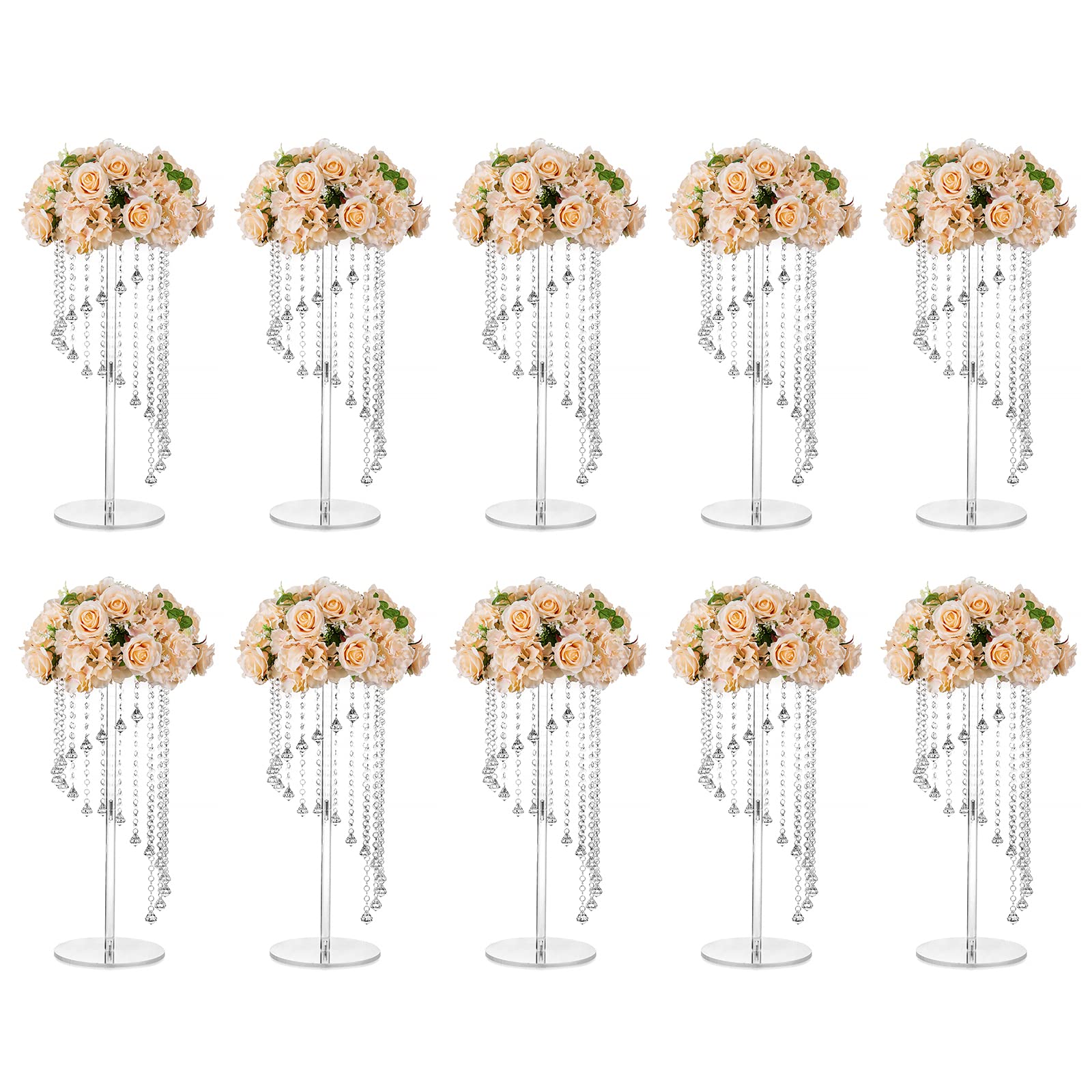 Photo 1 of (SOLD AS PARTS, MISSING / DAMAGE) Nuptio Flower Vases Wedding Centerpieces - 10 Pcs 23.6 inches Tall Acrylic Vase Stands for Crystal Centerpiece Table Decorations - Elegant Geometric Flowers Stand for Party Weddings Tables Decoration