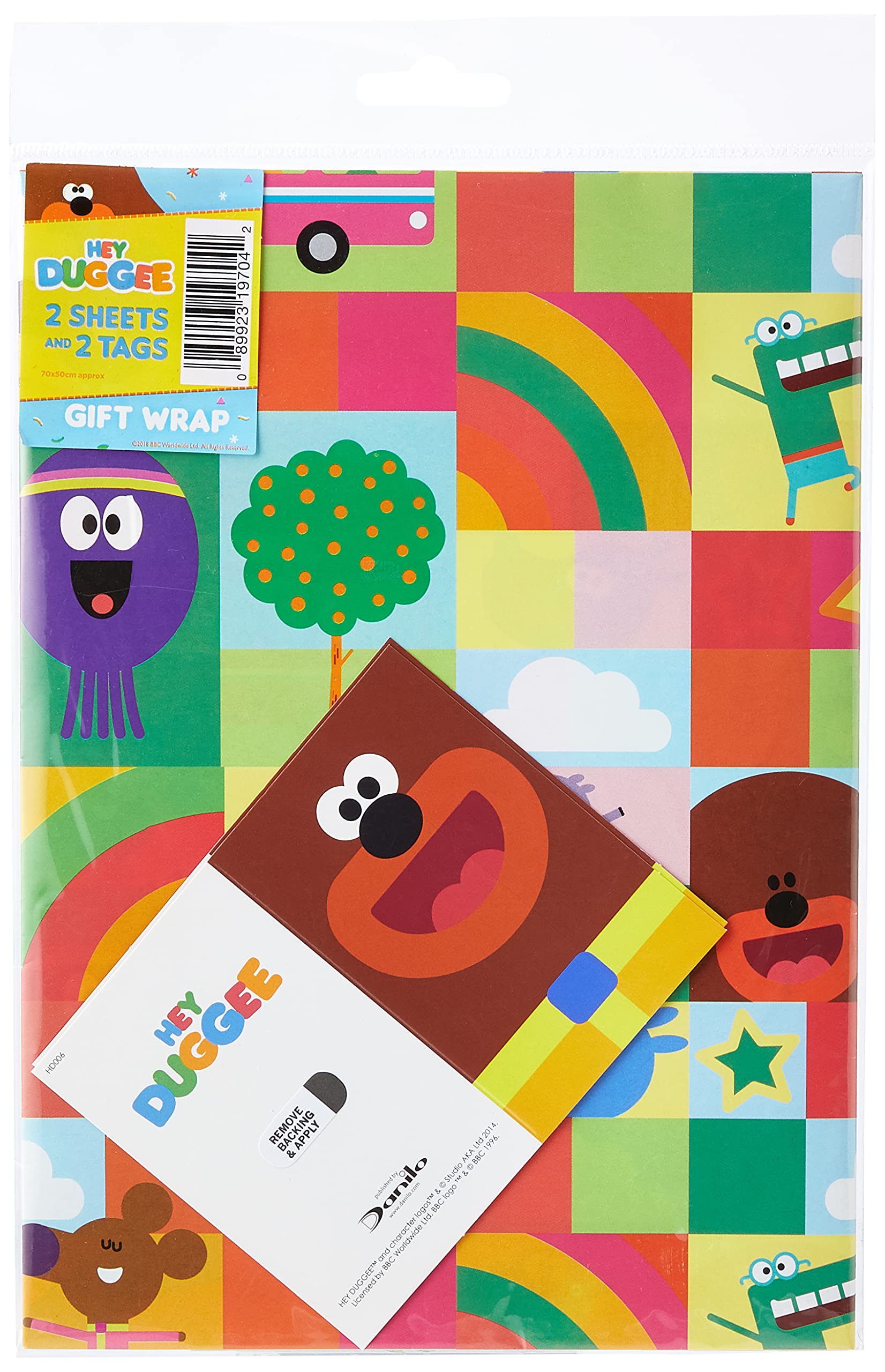 Hey Duggee HD006 Wrapping Paper 2 Sheet and 2 Gift Tag