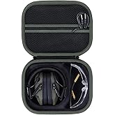 Lebakort Storage Case Compatible with Walkers Razor Slim/Howard Leight Honeywell Impact Sport/PROHEAR 066 030 Electronic Shooting Earmuffs Hearing Protection Muffs (Black + Green Case)