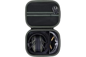 Lebakort Storage Case Compatible with Walkers Razor Slim/Howard Leight Honeywell Impact Sport/PROHEAR 066 030 Electronic Shooting Earmuffs Hearing Protection Muffs (Black + Green Case)