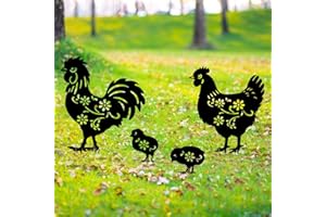 GDNSFIT Chicken Metal Decor for Outside,Garden Stakes Decorative Chicken Gifts for Women/Men,Black Chicken Silhouette Statues for Yard Ornaments,Lawn, Patio, Pathway,Outdoor Garden Decor