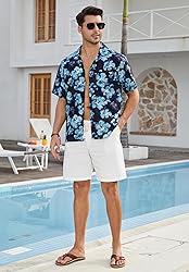 HISDERN Mens Short Sleeve Hawaiian Shirts Summer