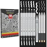 MARTCOLOR 10 Pack White Pens Set, Dual-Tip Acrylic Paint Pen | White Gel Pens, Brush Tip Acrylic Markers for Black Paper Drawing, Sketching, Illustration, Card Making, Bullet Journaling
