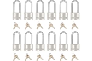 PEAKLOCK 12 Pack Keyed Alike 1-9/16 Inch 40mm Solid Waterproof Aluminum Long Shackle Padlock for School, Gym Locker, Garage, 