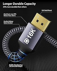 Stouchi DisplayPort Cable 16K 2.1, DP Cable 6.6FT