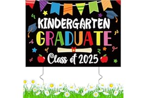 X1ZUUE Kindergarten Grad Yard Sign Class of 2025 Preschool Graduate Lawn Sign with Stake School Congrats Graduation Decorations Colorful Graduation Party Favors Supplies Outdoor Photo Booth Props for Kids