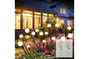Agaphoton Solar Garden Lights, Upgraded Solar Outdoor Firefly Lights, Sway by Wind, Outdoor Waterproof Solar Fairy Lights with 8 Bright LEDs, Yard Patio Pathway Decoration, Warm White (2 Pack)