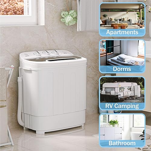 SUPER DEAL Compact Mini Twin Tub Washing Machine 13lbs Capacity Portable  Washer Wash and Spin Cycle Combo, Bui