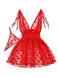 Lilosy Sexy Polka Dots Mesh Sheer Babydoll Chemise