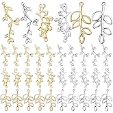 60pcs Tree Leaf Charms Pendants Tibetan Alloy Leaves Branch Bead Charms Dangle Pendants for DIY Earring Necklace Crafts Supplies Jewelry Making Findings, 3 Styles, 2 Colors