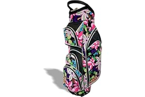 Womens Golf Bag - Taboo Fashions Lightweight Ladies Cart Bag, 14-Way, 7 Zippered Pockets, Rain Hood, Tee Holder, Insulated Cooler Beverage Compartment (Floral Patterns)