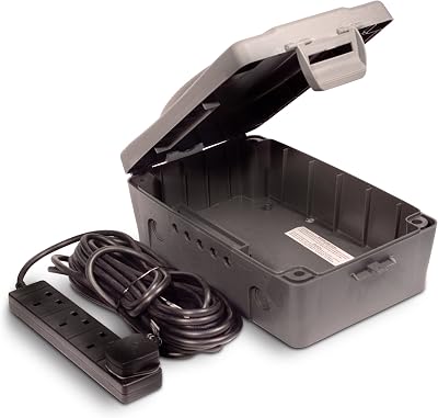 Masterplug WBX IP54 Weatherproof Box 8m 4-Gang 10A Extension Lead Grey Black