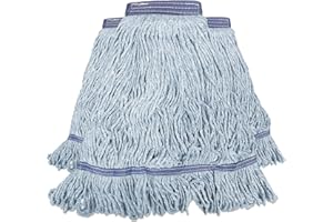 Innovative Haus Heavy Duty Blue Commercial Mop Head Replacement. Synthetic Cotton Blend Looped End String Mop Refill. Industrial Grade Cleaning Use Wet Mop Heads. Durable Universal Headband. 3 Pack
