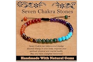 CHCCOYE 468Handmade Adjustable Natural Gemstone Crystal Bracelet Healing Power Energy Inspirational Gifts with Card for Unisex