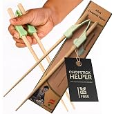 Chopstick Helper &amp; Wood Training Chopsticks for Adults, Seniors &amp; Beginners | Practice &amp; Easy Learning, Cheater Alternative, Non-Slip, Reusable, Replaceable, Left or Right Handed Use