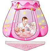 Princess Castle Girls Play Tent with Rug Pop Up Play Tent for Toddlers Kids DISHIO Playhouse Toys for 1 Year Old Birthday Gift Fairy for Girls with Lights Indoor Outdoor Kids with Mat